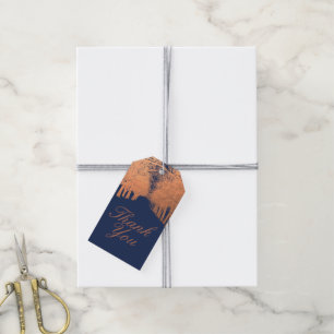 Navy Blue Copper Trees Avenue Thank You Gift Tags