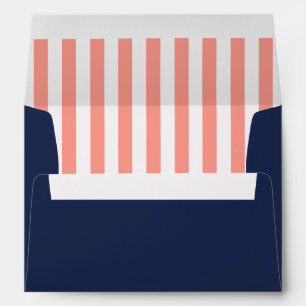 Navy Blue/Coral Stripes Nautical Beach Envelopes