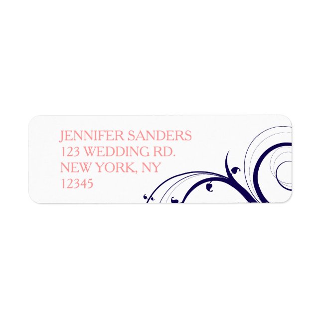 Navy Blue Coral Swirls Wedding (Front)