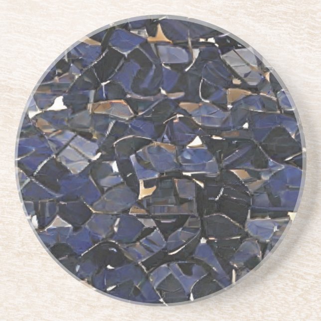 Navy blue corner mosaic digital art  coaster (Front)