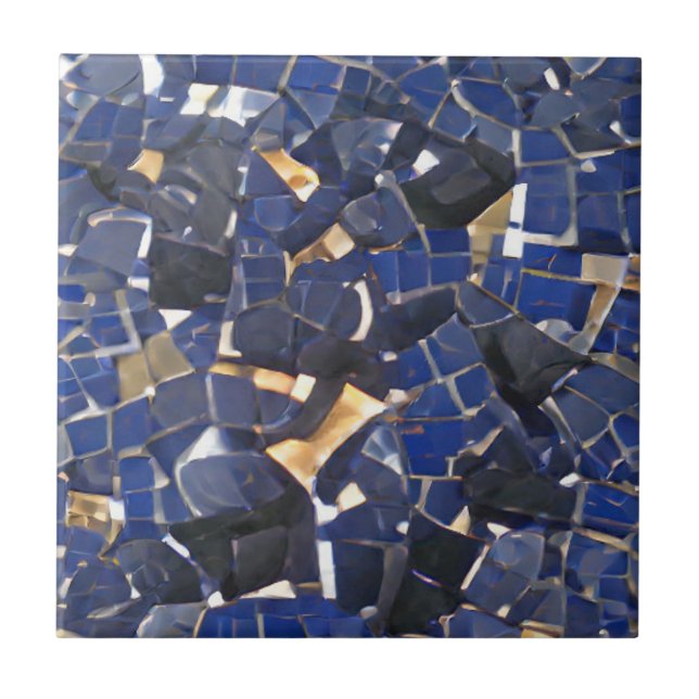 Navy blue corner mosaic digital art  tile (Front)