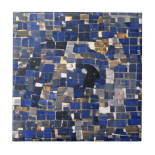 Navy blue corner mosaic digital art  tile
