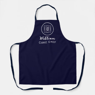 Navy Blue Corporate Business Logo Employee  Apron