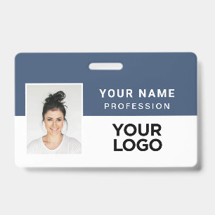 Navy Blue Corporate Employee Photo Name Tag Badge