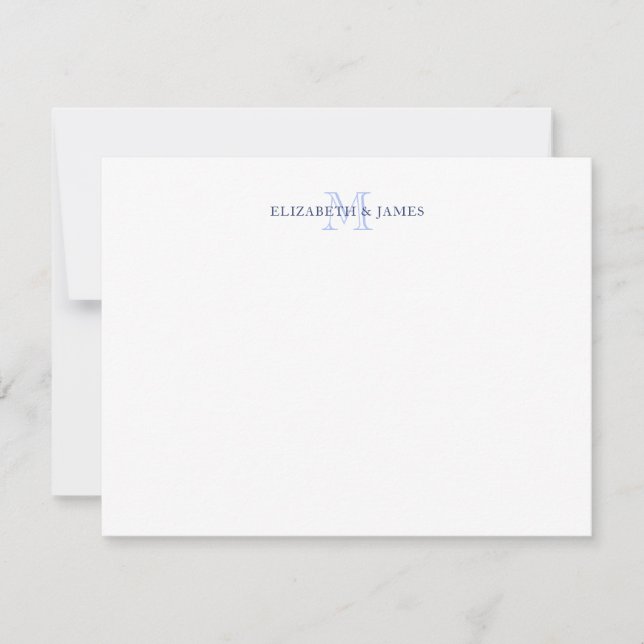 Navy Blue Couple Monogram Initial Personalized Card (Front)