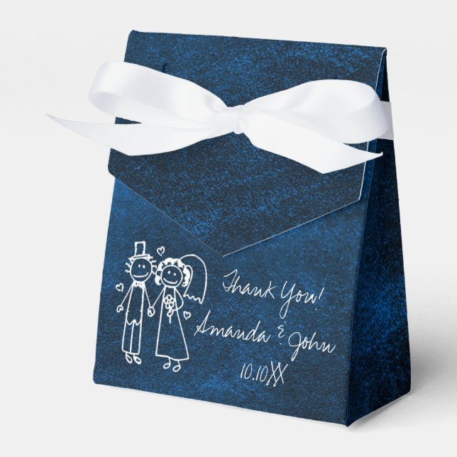 Navy Blue Couple Wedding Favour Thank You Favor Box (Front Side)