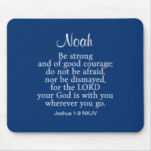 Navy Blue Courage Bible Verse Custom Name Simple Mouse Pad