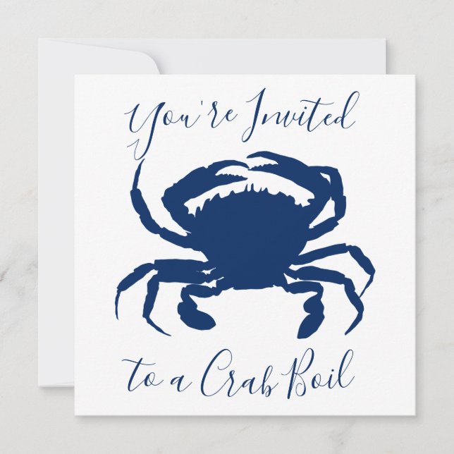 Navy Blue Crab Boil Birthday Invitation (Front)