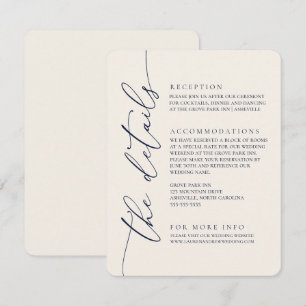 Navy Blue & Cream Modern Minimalist Wedding 2 Enclosure Card