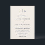 Navy Blue Cream Monogram Simple Minimalist Wedding Invitation<br><div class="desc">Beautiful,  elegant and simple,  navy blue with cream background minimalist wedding invitation. Fully customizable with monogram/initials,  names,  dates,  location and colours to match your wedding theme.</div>