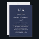 Navy Blue Cream Monogram Simple Minimalist Wedding Invitation<br><div class="desc">Beautiful,  elegant and simple,  navy blue with cream background minimalist wedding invitation. Fully customizable with monogram/initials,  names,  dates,  location and colours to match your wedding theme.</div>