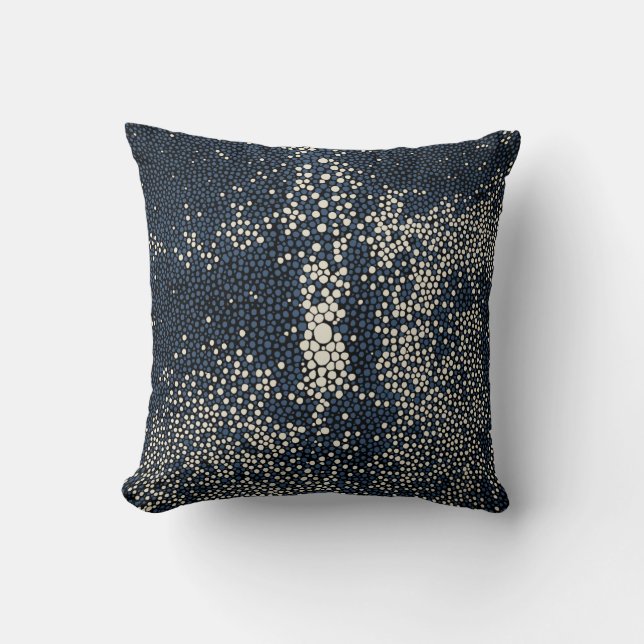 Navy Blue & Cream Shagreen Throw Pillow (Front)