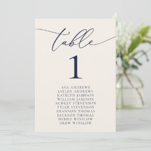 Navy Blue & Cream Wedding Seating Table Number