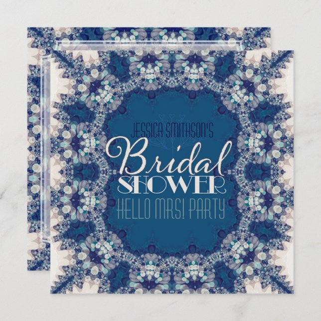 Navy Blue + Creme Delight Bridal Shower Invitation (Front/Back)