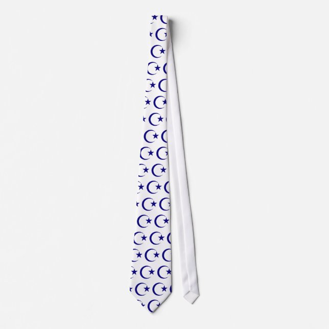 Navy Blue Crescent & Star.png Tie (Front)