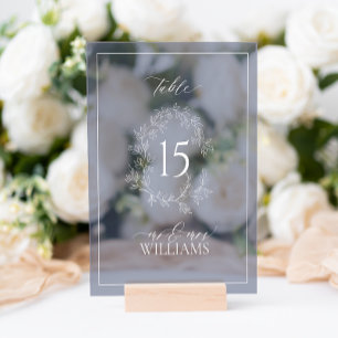 Navy Blue Crest Monogram Wedding Table Number Acrylic Sign