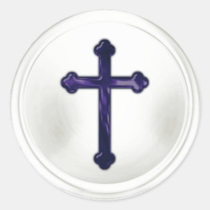Navy Blue Cross on White Envelope Seal Sticker