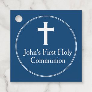 Navy Blue Cross Religious Favour Tags