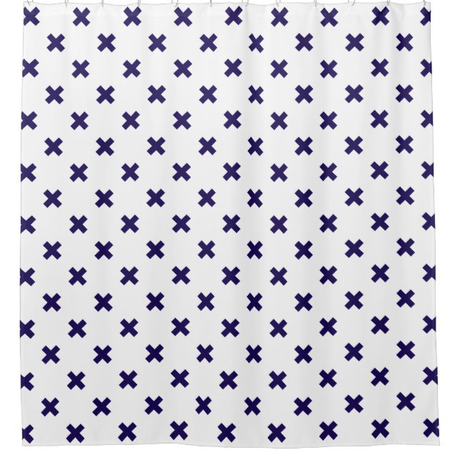 Navy blue cross stitches on white (Front)