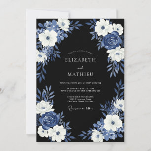 Navy Blue Cultivated Winter Wedding Invitation