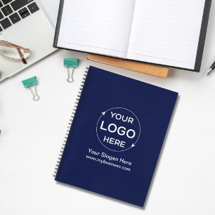 Navy Blue Custom Business Logo  Notebook