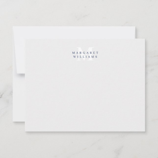 Navy Blue Custom Coloured Monogram Name Card (Front)