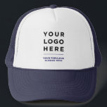 Navy Blue | Custom Logo and Text Branded Hat<br><div class="desc">Business Logo Printed Optional Text Promotional Navy Blue Baseball & Trucker Hat Express your unique company style with our customizable logo and text branded hats - no minimum order required. Whether you prefer vibrant hues or classic shades, we offer a wide range of colour options for best matching with your...</div>