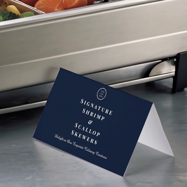Navy Blue Custom Logo Catering Food Name Label (Creator Uploaded)