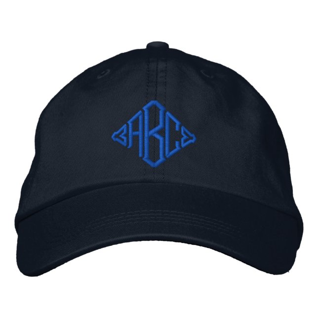 Navy Blue Custom Monogrammed Embroidered Hat (Front)