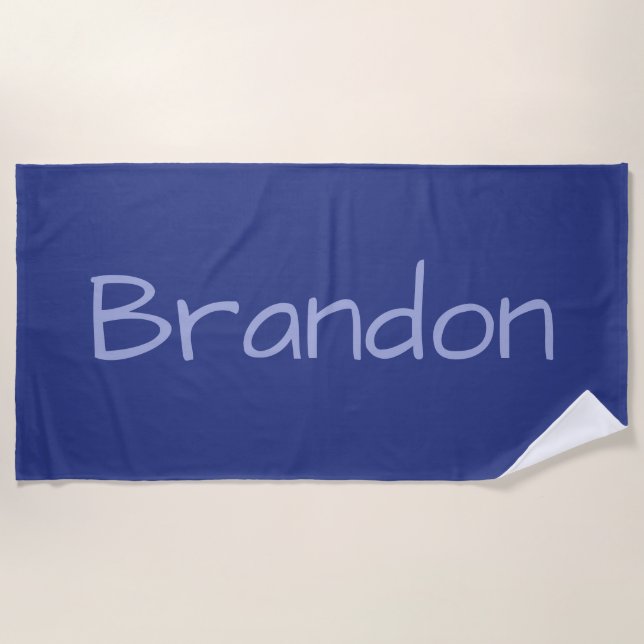 Navy Blue Custom Name beach towel (Front)
