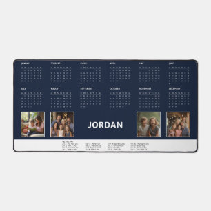 Navy Blue Custom Name Photo Collage 2024 Calendrie