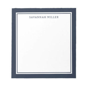 Navy Blue Custom Name Writing Pad Memo Notepad