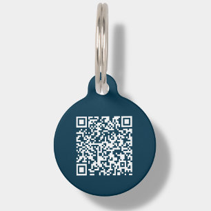 Navy Blue Custom QR Code   Scan Pet ID Tag