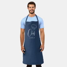 Navy blue cute hat and script personalized chef