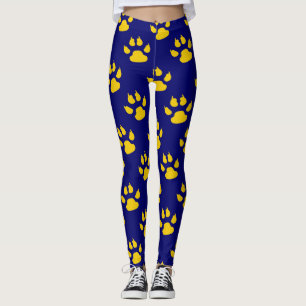 Navy Blue Cute Paw Pattern Print Leggings