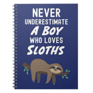 Navy Blue Cute Sloth Gifts For Baby Boys Kids  Notebook