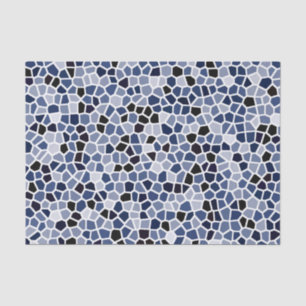 Navy Blue Cyan Stained Glass Pattern Tissue Paper