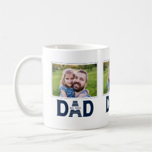 Navy Blue Dad Established Bold Dad 3 Photo Coffee Mug