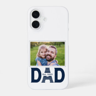 Navy Blue Dad Established Bold Dad Photo iPhone 16 Case