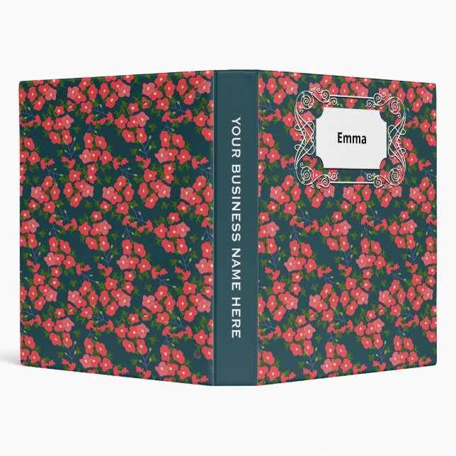 Navy Blue Daisy Flower Meadow  Binder (Background)