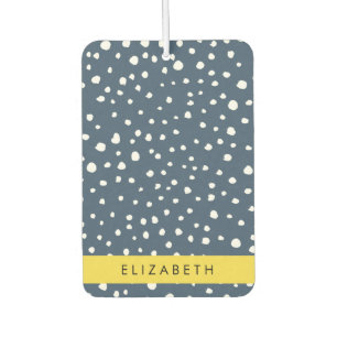 Navy Blue Dalmatian Dots, Spots, Dotted, Your Name Air Freshener
