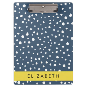 Navy Blue Dalmatian Dots, Spots, Dotted, Your Name Clipboard