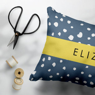 Navy Blue Dalmatian Dots, Spots, Dotted, Your Name Pillowcase