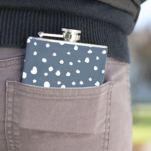 Navy Blue Dalmatian Spots, Dalmatian Dots, Dotted Hip Flask
