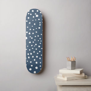Navy Blue Dalmatian Spots, Dalmatian Dots, Dotted Skateboard