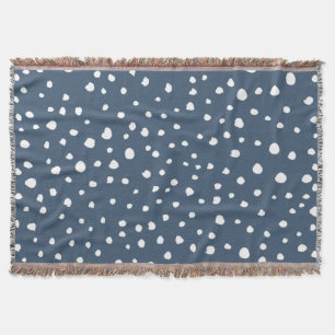 Navy Blue Dalmatian Spots, Dalmatian Dots, Dotted Throw Blanket