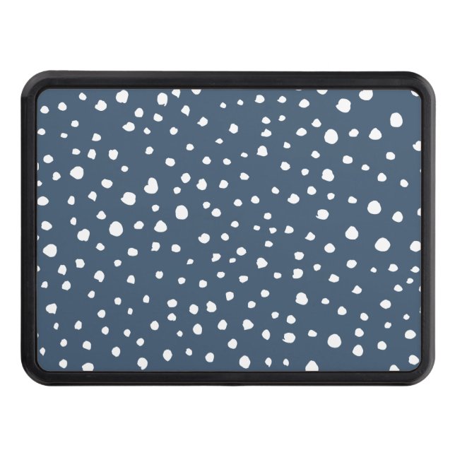 Navy Blue Dalmatian Spots, Dalmatian Dots, Dotted Trailer Hitch Cover (Front)