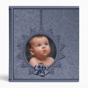 Navy Blue Damask Photo Album Binder