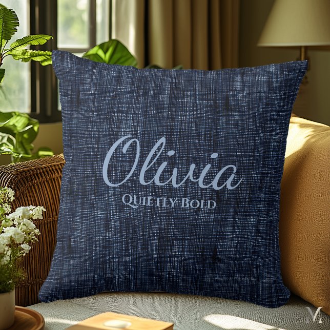 Navy Blue Denim Texture | Custom Rustic Home Decor Throw Pillow (Creator Uploaded)