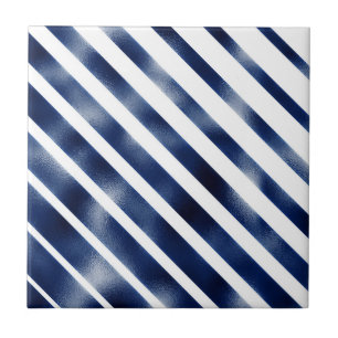 Navy blue diagonal stripe foil shimmer tile